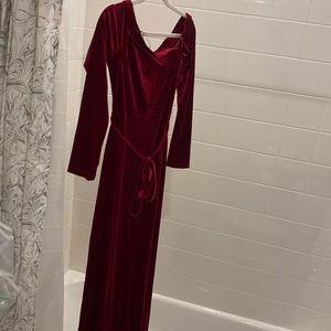 Never worn long velvet red dress
